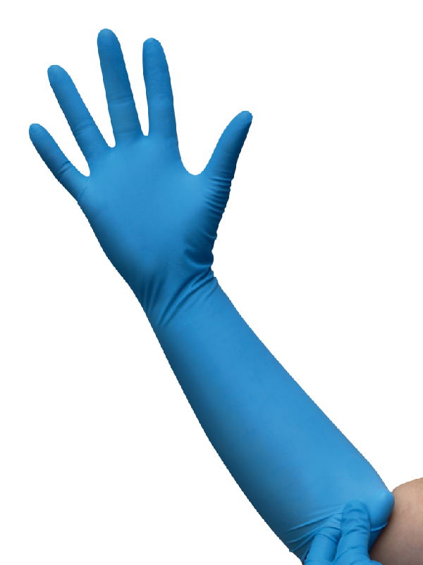 50 gants d'examens antivirus manchettes extra-longues à usage unique CE en nitrile bleu non poudré - GNNPBL-IM02/VRMXL_0