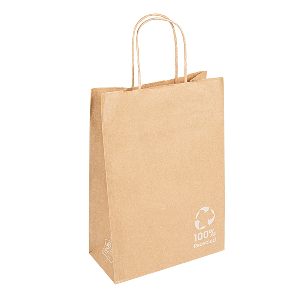 ECOLOGIQUE : 250 sacs kraft naturel 100% recyclé à poignées torsadées 200x100x2900 mm - SKFTPTMR-GP03/RCY_0