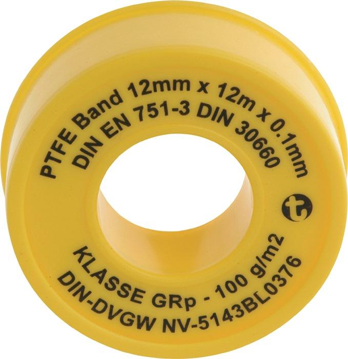 Ruban étanchéité en PTFE GRp L12 m l12 mm D0,1 mm blanc 100 g/m² rouleau GEKA_0