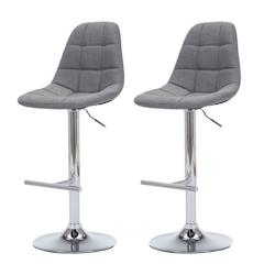 Oskar Lot De 2 Tabourets De Bar Reglables - Tissu Gris -  L 42 X P 49 X H94/114 Cm - gris 3701139510725_0