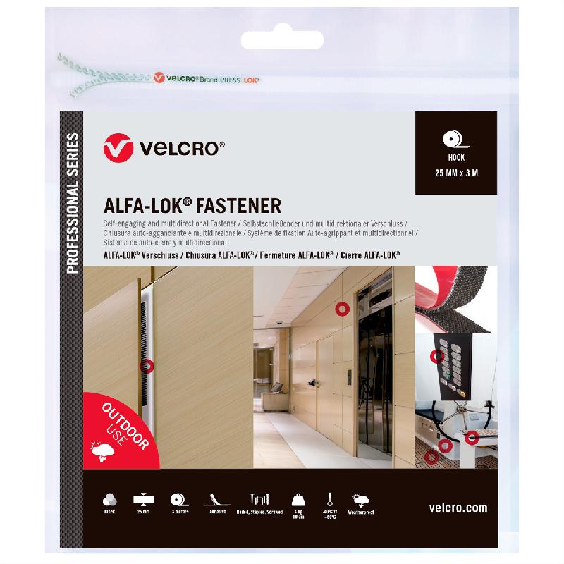 VELCRO® Alfa-Lok® Fixation 3m bande crochets 25mm noir_0