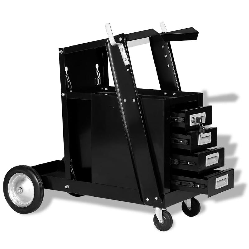 Vidaxl chariot de soudage avec 4 tiroirs noir 142363_0