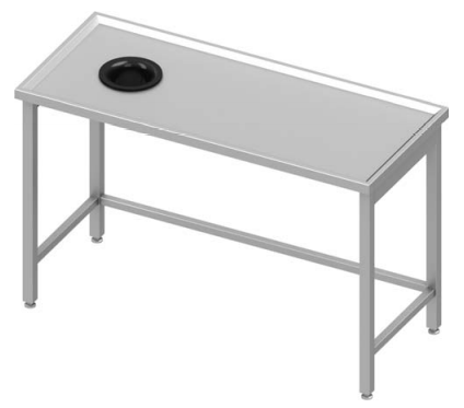 Table de travail inox centrale sans étagère 1900x700x900 avec trou vide ordure  à gauche soudée - 933107190_0