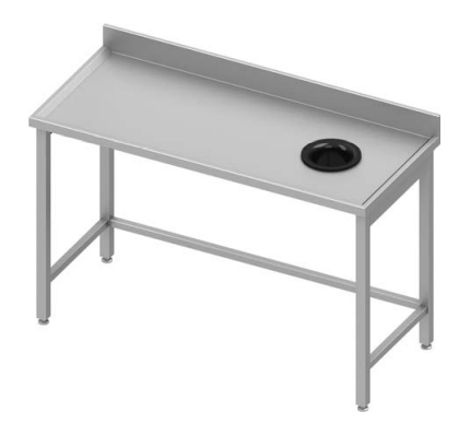 Table de travail inox adossée sans étagère 1100x700x900 avec trou vide dechets  à droite soudée - 933197110_0