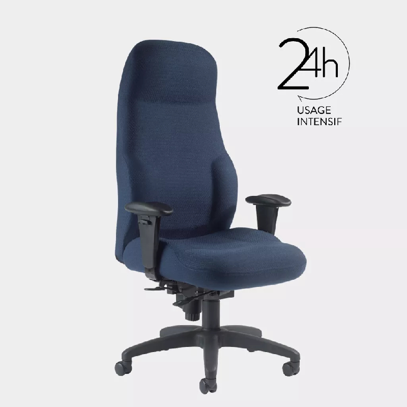 Fauteuil haut dossier synchrone à utilisation 24h So Maxima - Cuir noir, Cuir_0