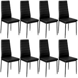Tectake Lot de 8 chaises avec surpiqûre - noir -404118 - noir matière synthétique 404118_0