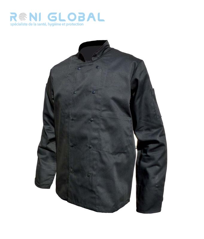 VESTE DE CUISINE MANCHES LONGUES NOIR EN COTON/POLYESTER - PBV_0