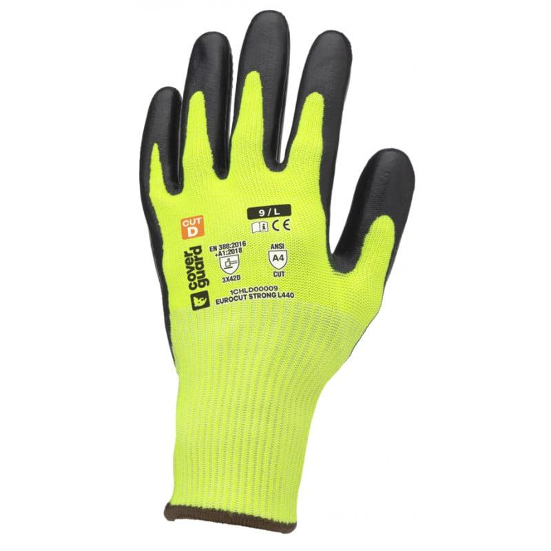 Gants eurocut strong l440 cut d. J13 hppe jaune paume enduite latex noir embosse - COVERGUARD | 1chld00_0