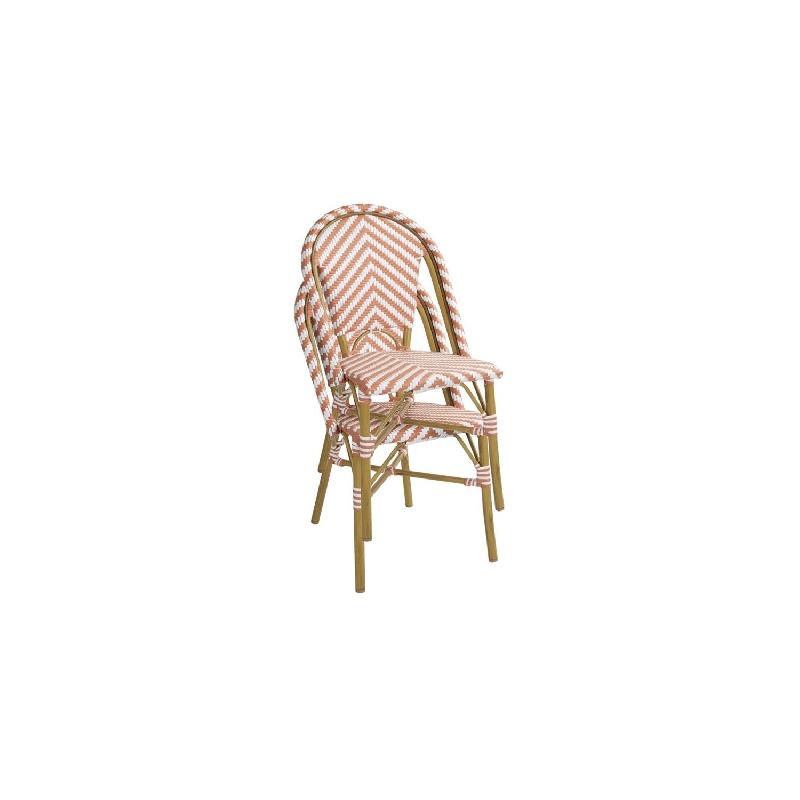 Lot de 2 chaises (H)890 x (L)564 mm empilables, en aluminium & rotin, corail_0