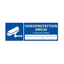 Panneau d'information - Vidéoprotection 24H/24   - 210 x 75 - Vinyle souple autocollant - Lot de 4_0