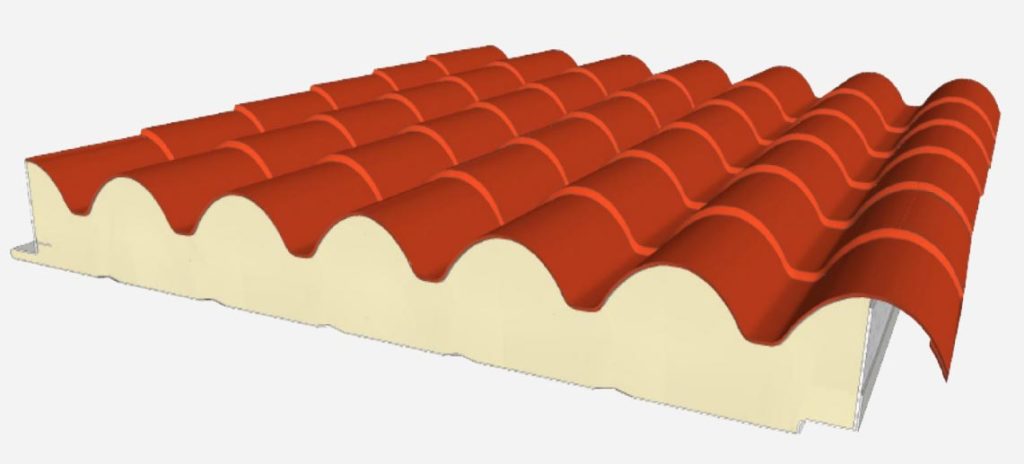 Panneau sandwich imitation tuile spécialement conçu pour les toitures en pente - Longueur max. 16450 mm_0