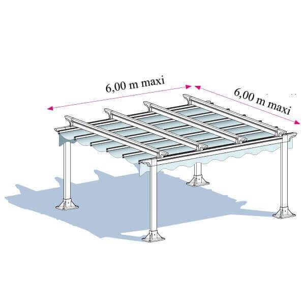 Pergola Toile Micro-Perforée Rétractable 06 TP1 Velum DICKSON PVC SUNWORKER AUTOPORTÉE Manuelle en Aluminium Sur Mesure Référence: Pergola 06 TP1 swk_0