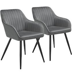 TecTake GmbH tectake Chaise MARILYN en velours - gris/noir, Lot de 2 -405736 - gris acier 405736_0