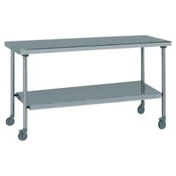 Tournus Equipement Table inox centrale sur roues avec étagère inférieure fixe longueur 2000 mm Tournus - 464977 - plastique 464977_0