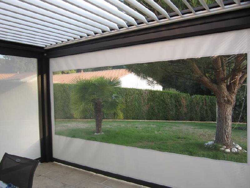 Store Screen Coffre 105 Toile PVC Cristal Transparent + Précontraint 502 Ferrari Vertical Motorisé Pergola & Véranda Sur Mesure Référence: Store 105 Cristal + 502_0