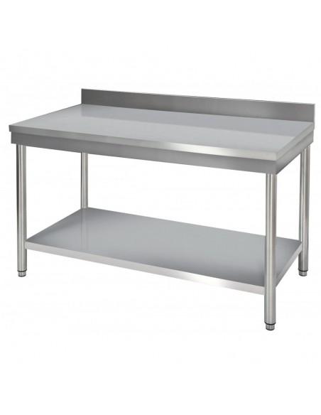 Table inox adossée avec étagère basse - Marque : TM1560_0