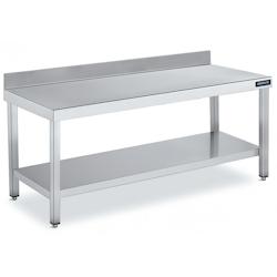 Distform Table Adossée en Inox avec 1 étagère Profondeur 700 mm Acier inoxydable 1300x700x700x600mm - 641094281984_0