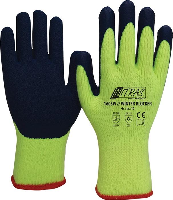 Gant de protection contre le froid Winter Blocker taille 9 jaune/bleu EN 388, EN 511 catégorie EPI II tissu à  boucles en coton NITRAS_0