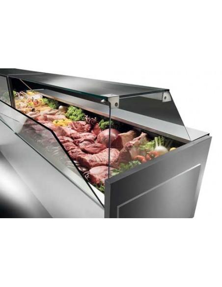 Vitrine canalisable pour viande, traiteur, produits laitiers/fromage - Froid ventilé, Acier inox, Exposition 900 mm - Référence: ONYX 90-3750-N/VD_0