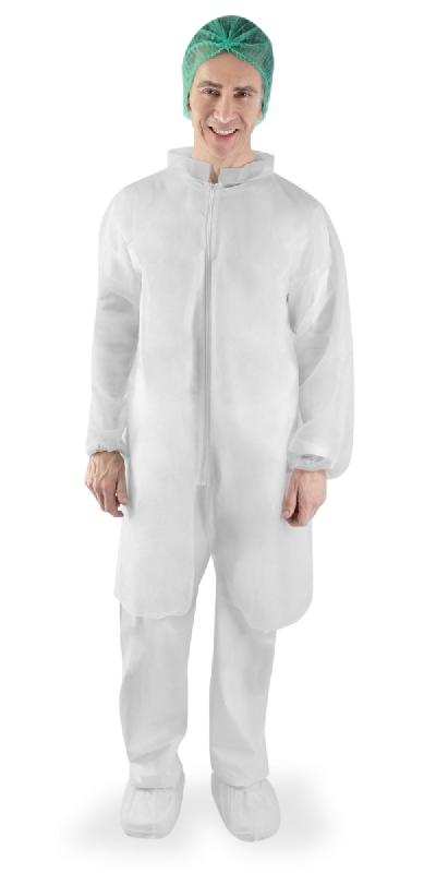 50 blouses blanches CE à usage unique, avec poches, fermeture zip - BLSPCNTSEBC-IM02/Z_0