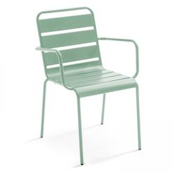 Oviala Business Fauteuil en métal vert sauge - vert acier 109805_0