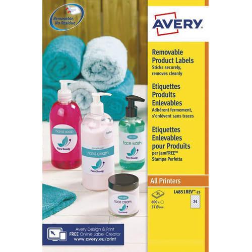 Avery boîte de 600 étiquettes rondes enlevables blanches ø37mm_0