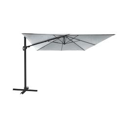 METRO Professional Parasol ROMA, aluminium/polyester, 3 x 3 m, ouverture à manivelle, rotation à 360°, protection UV50+, argent/gris - argenté mul_0