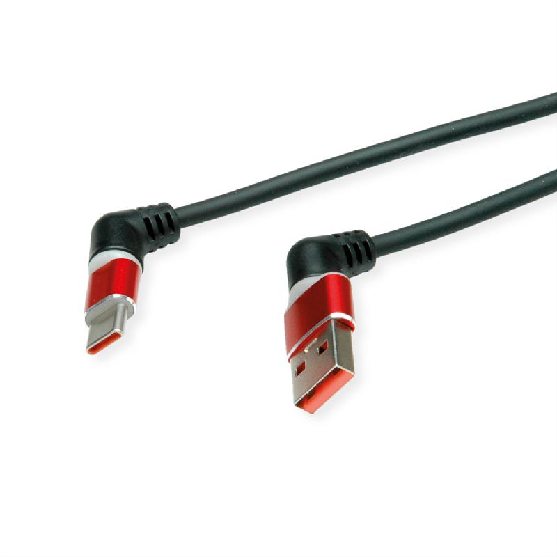 ROLINE Câble USB 2.0, C-A, M/M, rotation à 360°, rouge/noir, 1 m_0