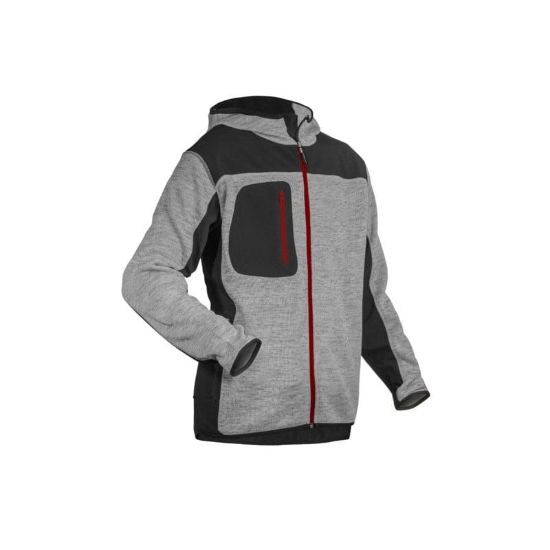 Veste thermique - BORA - Tricot 100% PES 380g/m2 + Softshell - Gris chiné/Rouge - COVERGUARD | 5BORM_0