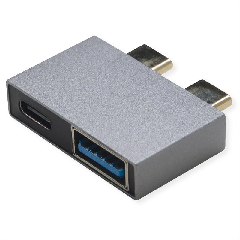 Roline adaptateur usb 3.2 gen 2, 2x usb type c - 1x usb type a + 1x usb c, m/f, argent_0