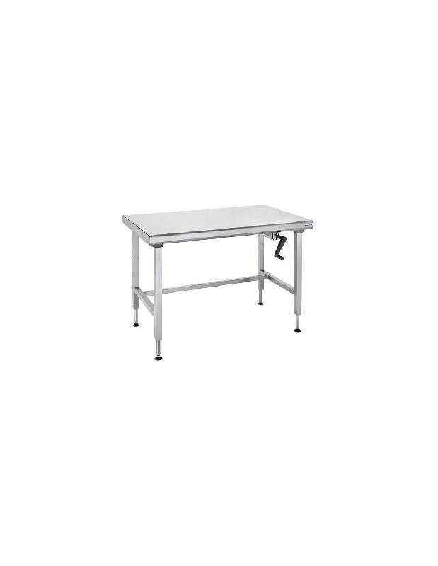 Table inox centrale Ergonomix TOURNUS EQUIPEMENT - piétement réglable - étagère basse_0