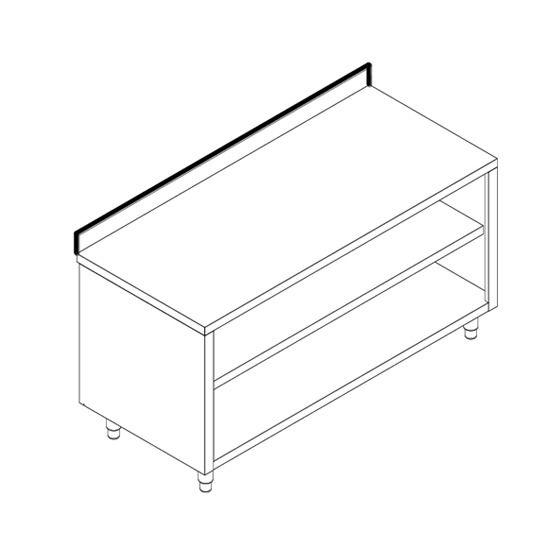 Table armoire neutre d'angle, avec une porte battante et dosseret, 1000x700 mm_0