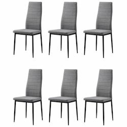 Laureate Lot De 6 Chaises De Salle A Manger En Metal Noir - Tissu Gris Chine - Contemporain - L 44 X P 43 Cm - multicolore 3701139501969_0