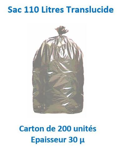 Carton de 200 sacs poubelle professionnels de 110 L - Translucides - PE - Rouleau de 25 unités - 30µ_0