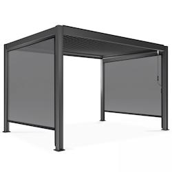 Oviala Business Pergola bioclimatique 3x4m autoportée avec 2 stores 2,66 x 2,34 m gris - gris aluminium 109332_0