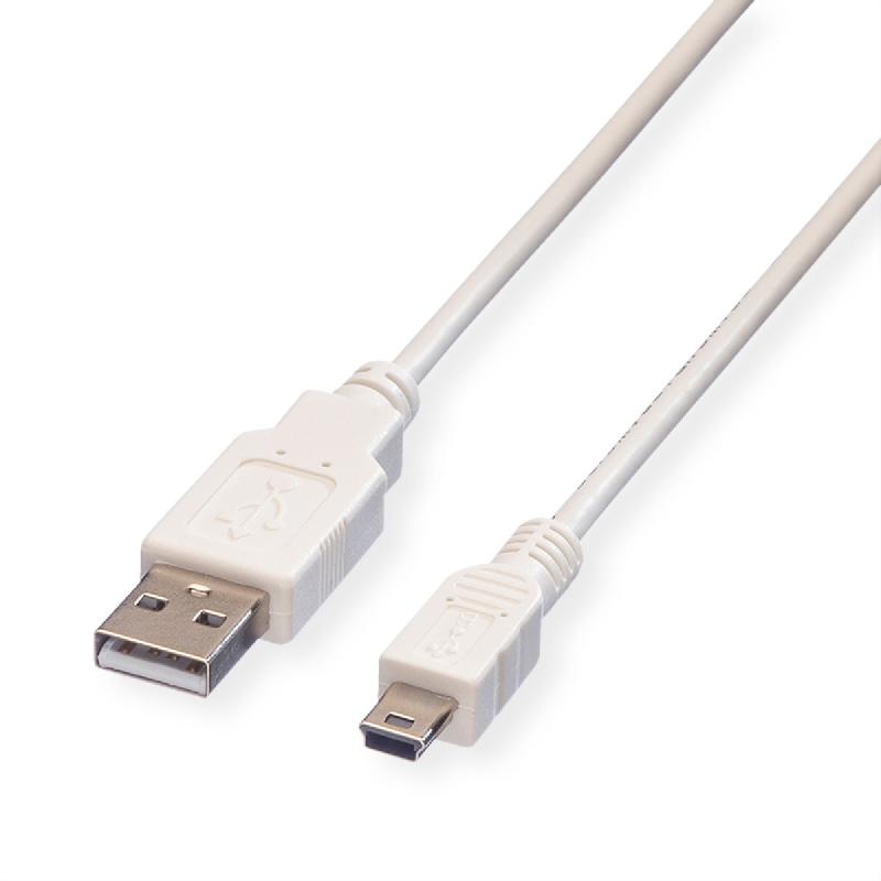 VALUE Câble USB 2.0, type A - mini 5-broches, blanc, 0,8 m_0