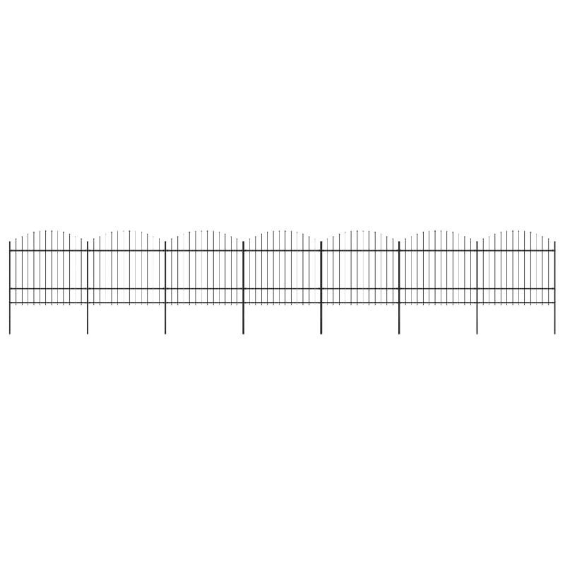 Vidaxl clôture de jardin à dessus en lance acier (1,5-1,75)x11,9m noir 277745_0