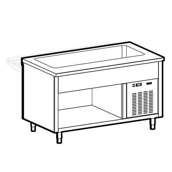 Vitrine réfrigérée 2 niveaux avec cuve réfrigéré sur armoire ouverte, 3x GN 1/1_0