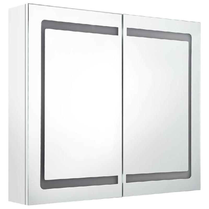 ARMOIRE DE SALLE DE BAIN À MIROIR LED 80 X 12 X 68CM BLANC BRILLANT 02_0006584_0