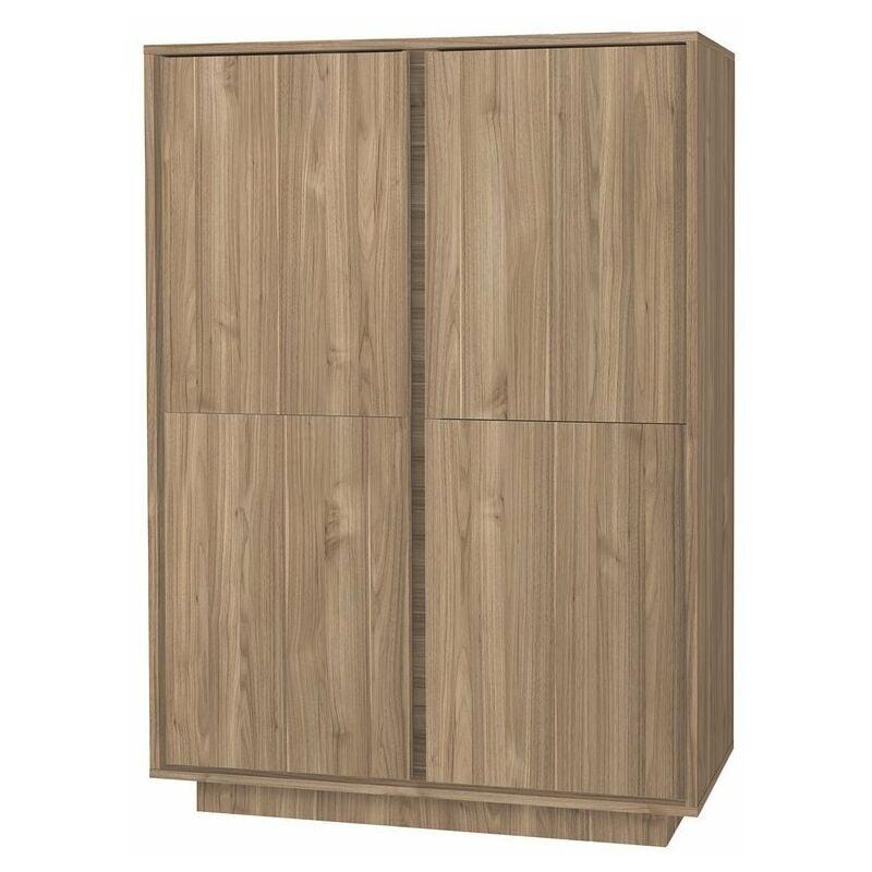 Buffet ouvert meuble de rangement bouteilles ou vinyles en bois manguier  massif L120 cm ISIDRO - Miliboo