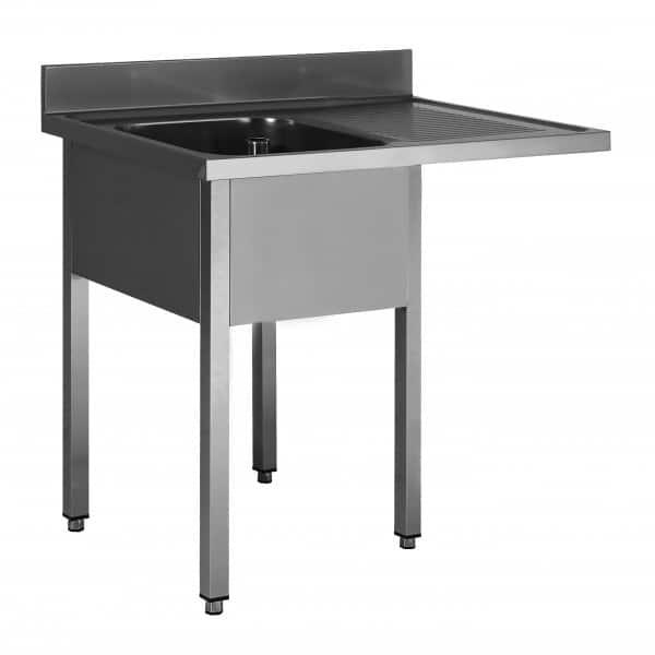 Plonge soudée sur pieds carré pour lave-vaisselle, sans étagère, inox AISI 304, 1 bac, longueur 1500 mm (Position bac: Gauche - Réf SPLV157-1BG-1)_0