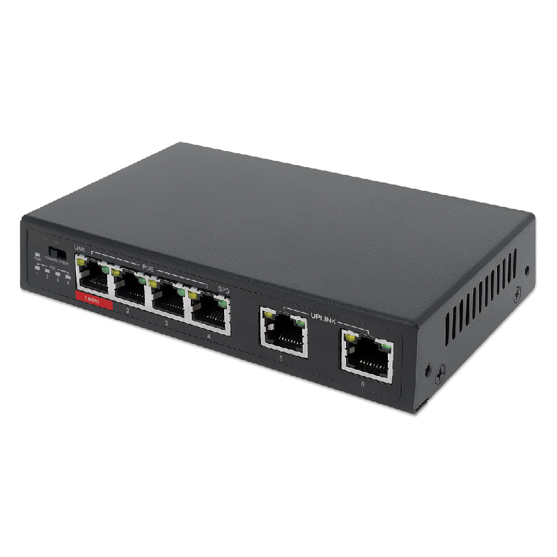 Switch Fast Ethernet 6 ports avec 4 ports PoE - 65W PoE, VLAN, Desktop - Bravour®_0