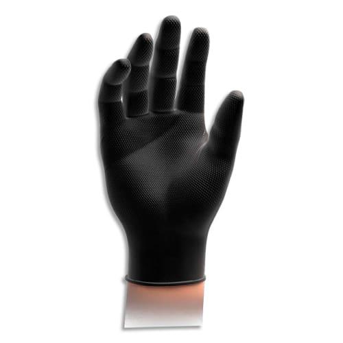 Boîte de 50 gants nitrile non poudrés gogrip avec picot 6,5gr. Coloris noir. Taille m_0