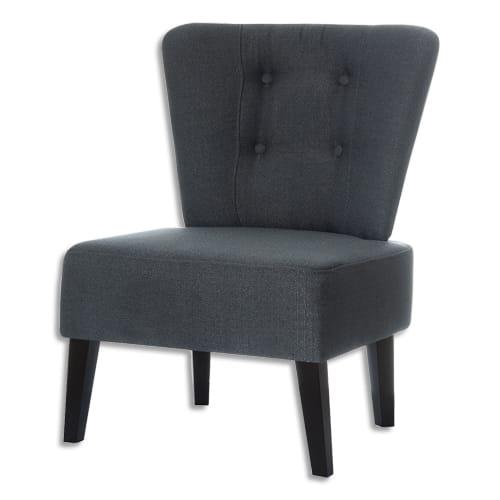 Paperflow fauteuil brighton en bois et polyester pied noir revêtement anthracite, l640 x h820 x p650 cm_0