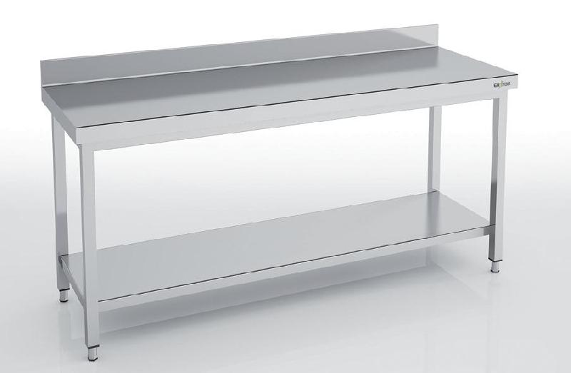 Table adossée en inox 2000x700x850 avec étagère - MMD70-200_0