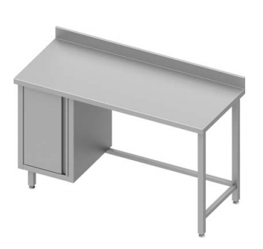 Table de travail inox adossée avec placard  à gauche sans étagère 1100x600x900 - 930486110_0