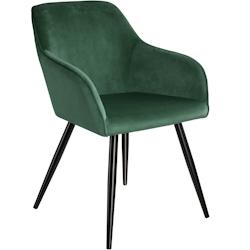 Tectake Chaise MARILYN Effet Velours Style Scandinave - vert foncé/noir, par pièce -403657 - vert plastique 403657_0