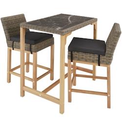 Tectake Table de bar en rotin Kutina avec 2 chaises Latina - marron naturel -404847 - beige aluminium 404847_0