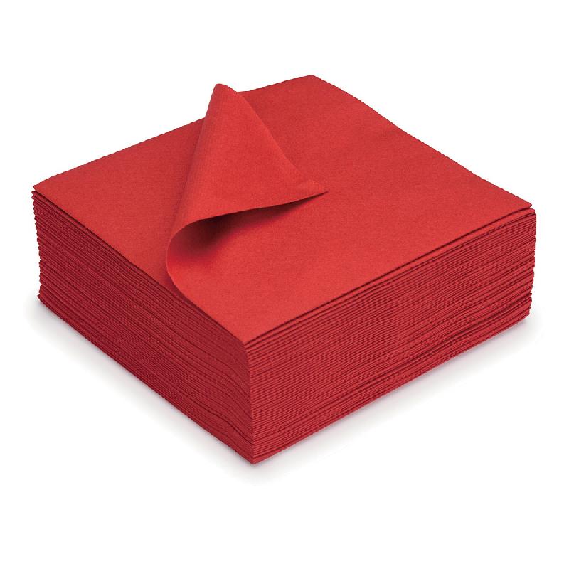 Serviettes de table jetables aspect tissu 40 x 40 cm Rouge - Lot de 50_0