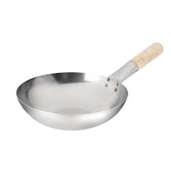 Wok fond plat en acier doux Vogue 25,4 cm - EQK295_0